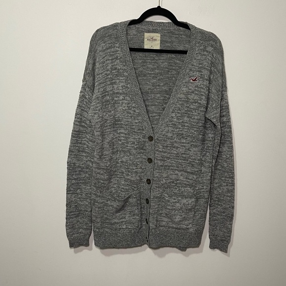 Hollister women’s grey Y2K long long sleeve button up oversized cardigan in M - Picture 1 of 6